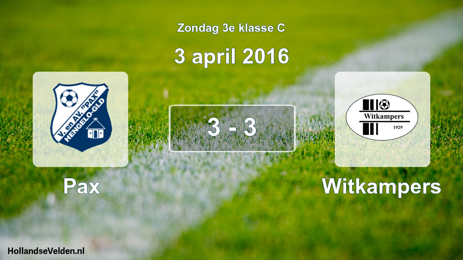 Total number of matches played: Pax - Witkampers 3 - 3 (3 April 2016)