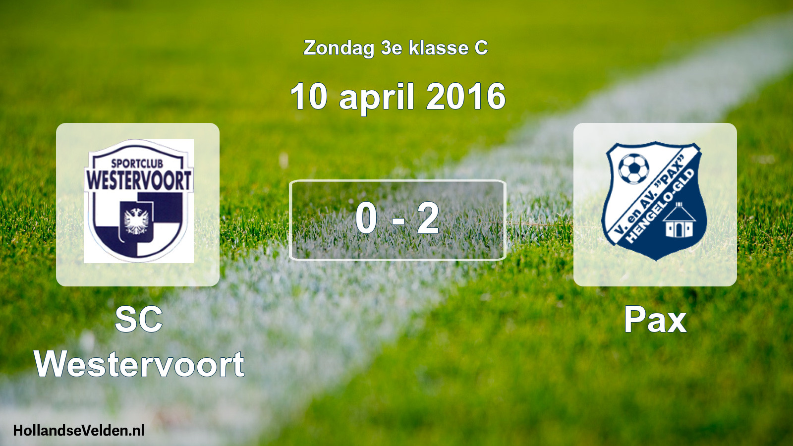 Total number of matches played: SC Westervoort - Pax 0 - 2 (10 April 2016)