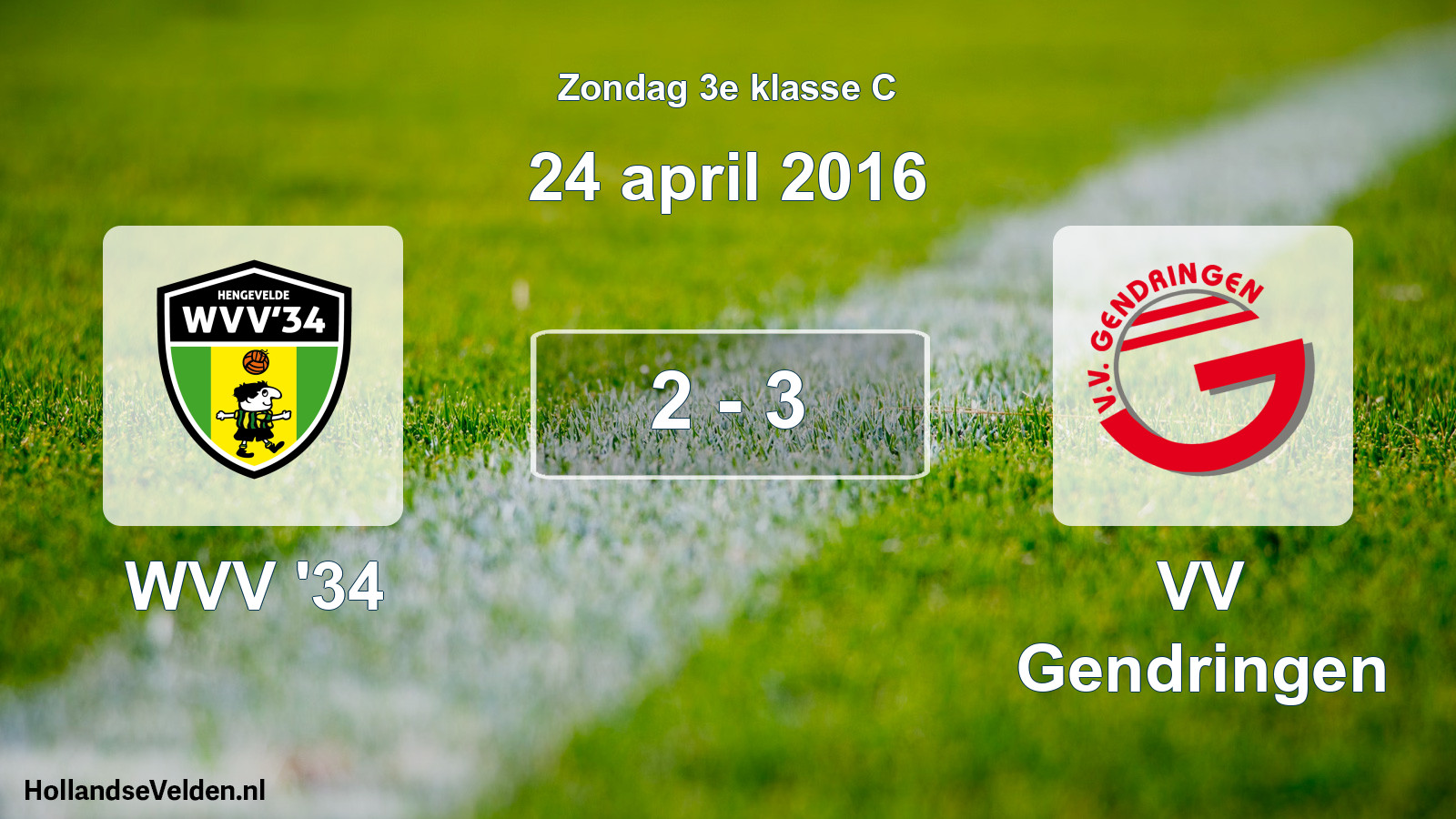 Total number of matches played: WVV '34 - VV Gendringen 2 - 3 (24 April 2016)