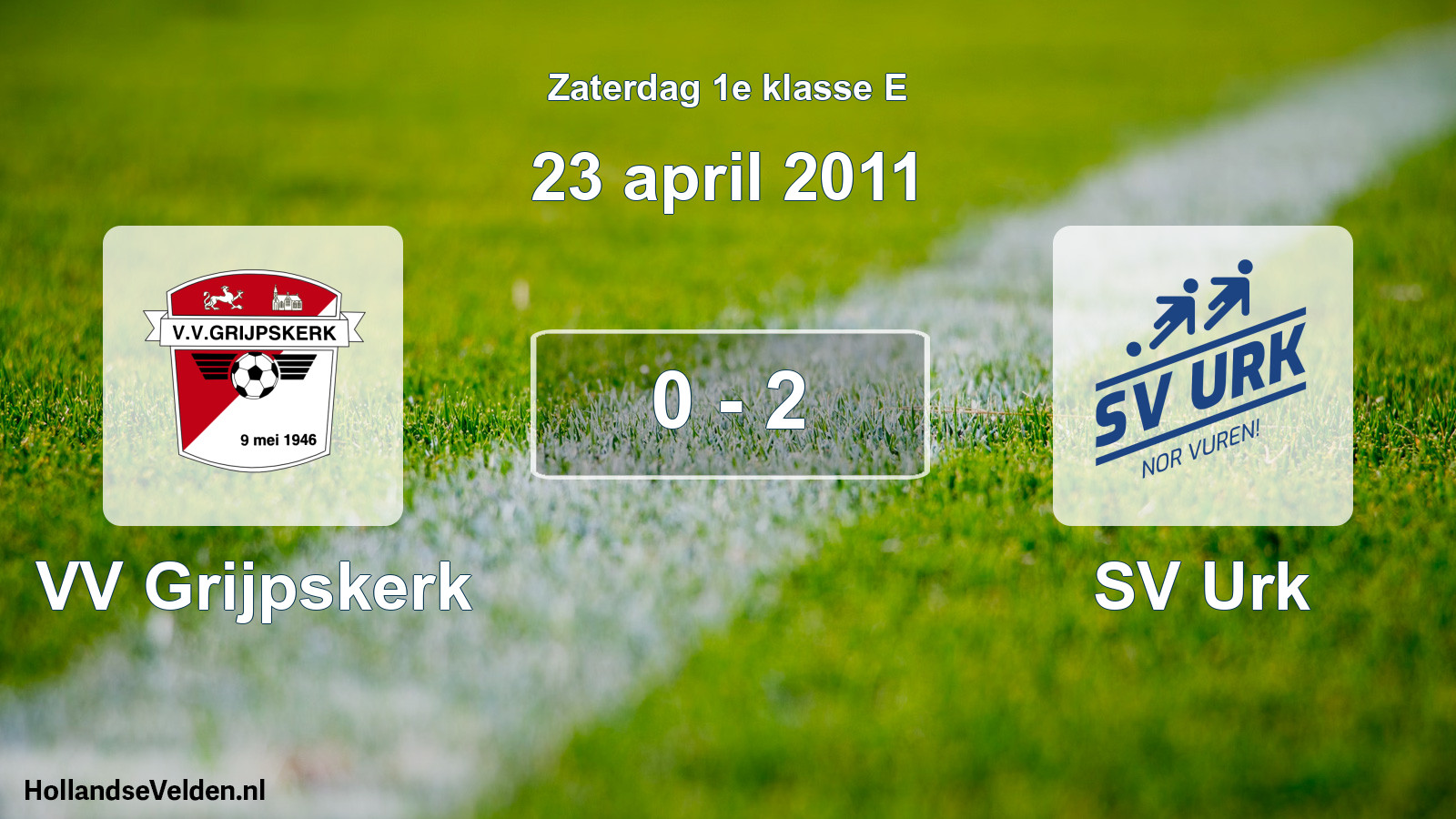 Total number of matches played: VV Grijpskerk - SV Urk 0 - 2 (23 April 2011)