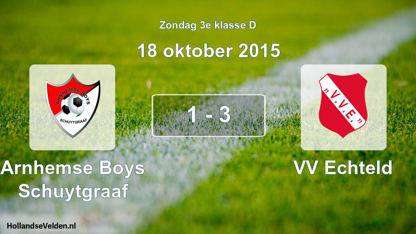 Total number of matches played: Arnhemse Boys Schuytgraaf - VV Echteld 1 - 3 (18 October 2015)