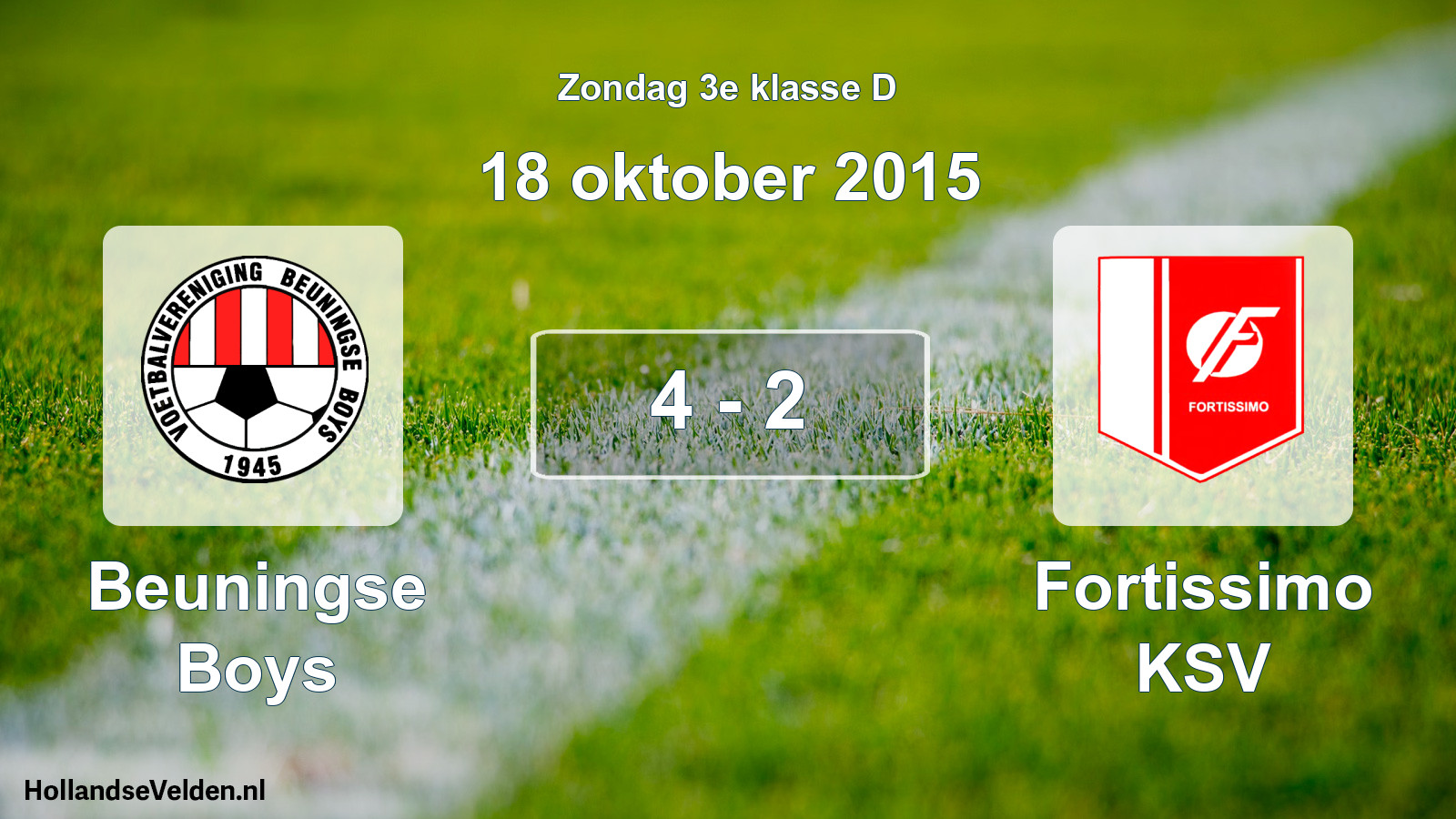 Total number of matches played: Beuningse Boys - Fortissimo KSV 4 - 2 (18 October 2015)