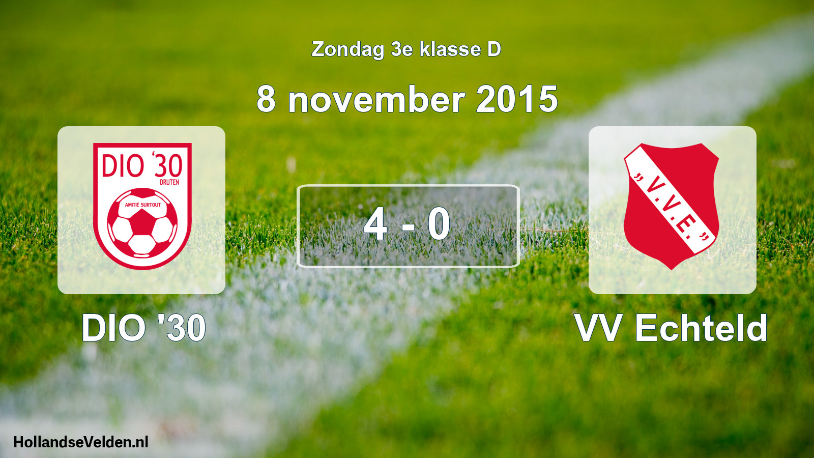 Total number of matches played: DIO '30 - VV Echteld 4 - 0 (8 November 2015)