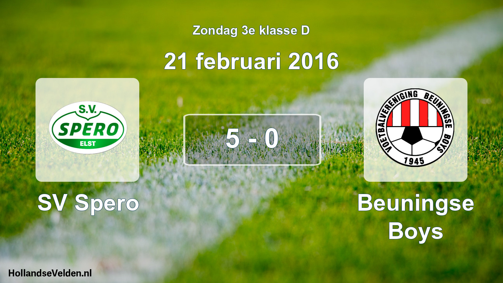 Total number of matches played: SV Spero - Beuningse Boys 5 - 0 (21 February 2016)