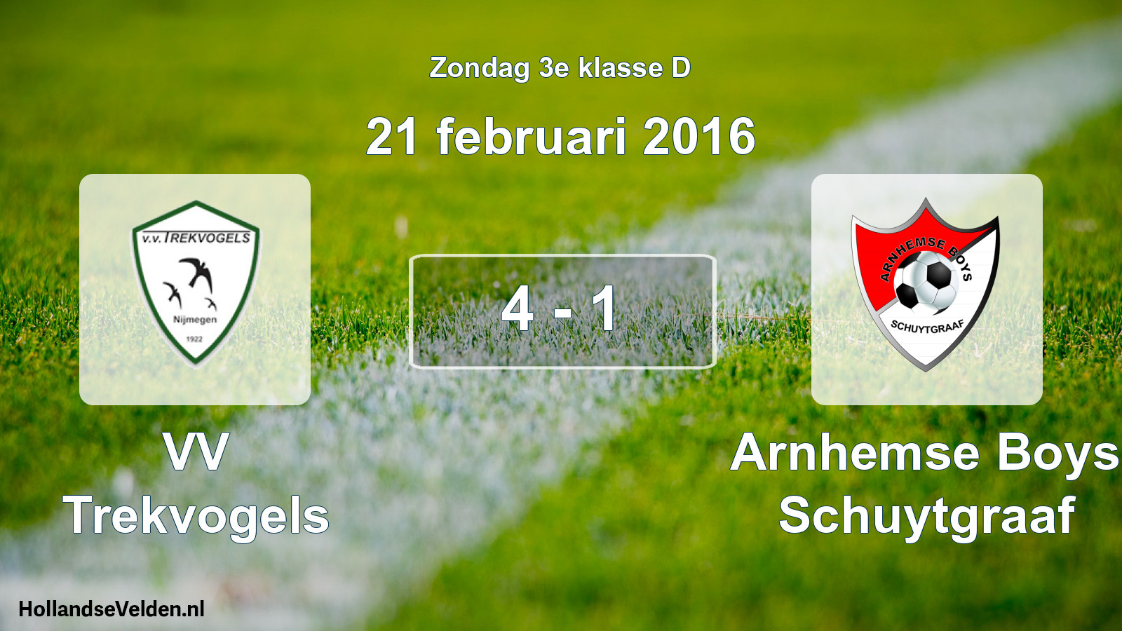 Total number of matches played: VV Trekvogels - Arnhemse Boys Schuytgraaf 4 - 1 (21 February 2016)