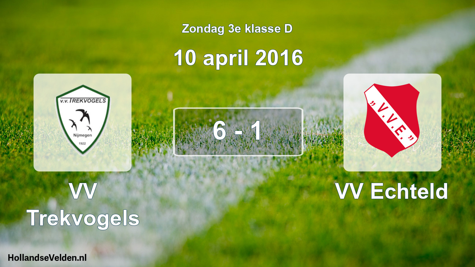 Total number of matches played: VV Trekvogels - VV Echteld 6 - 1 (10 April 2016)