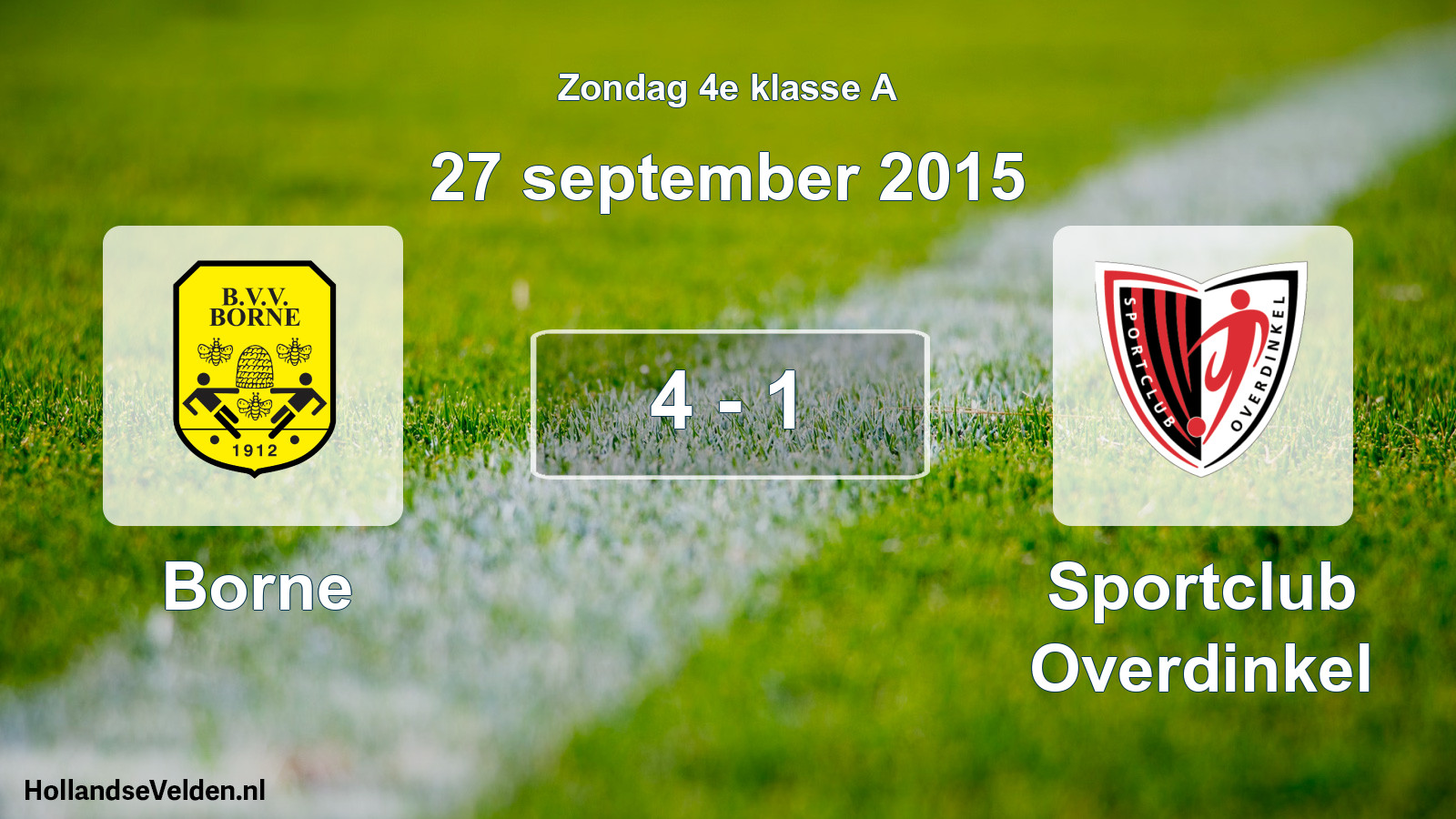 Total number of matches played: Borne - Sportclub Overdinkel 4 - 1 (27 September 2015)