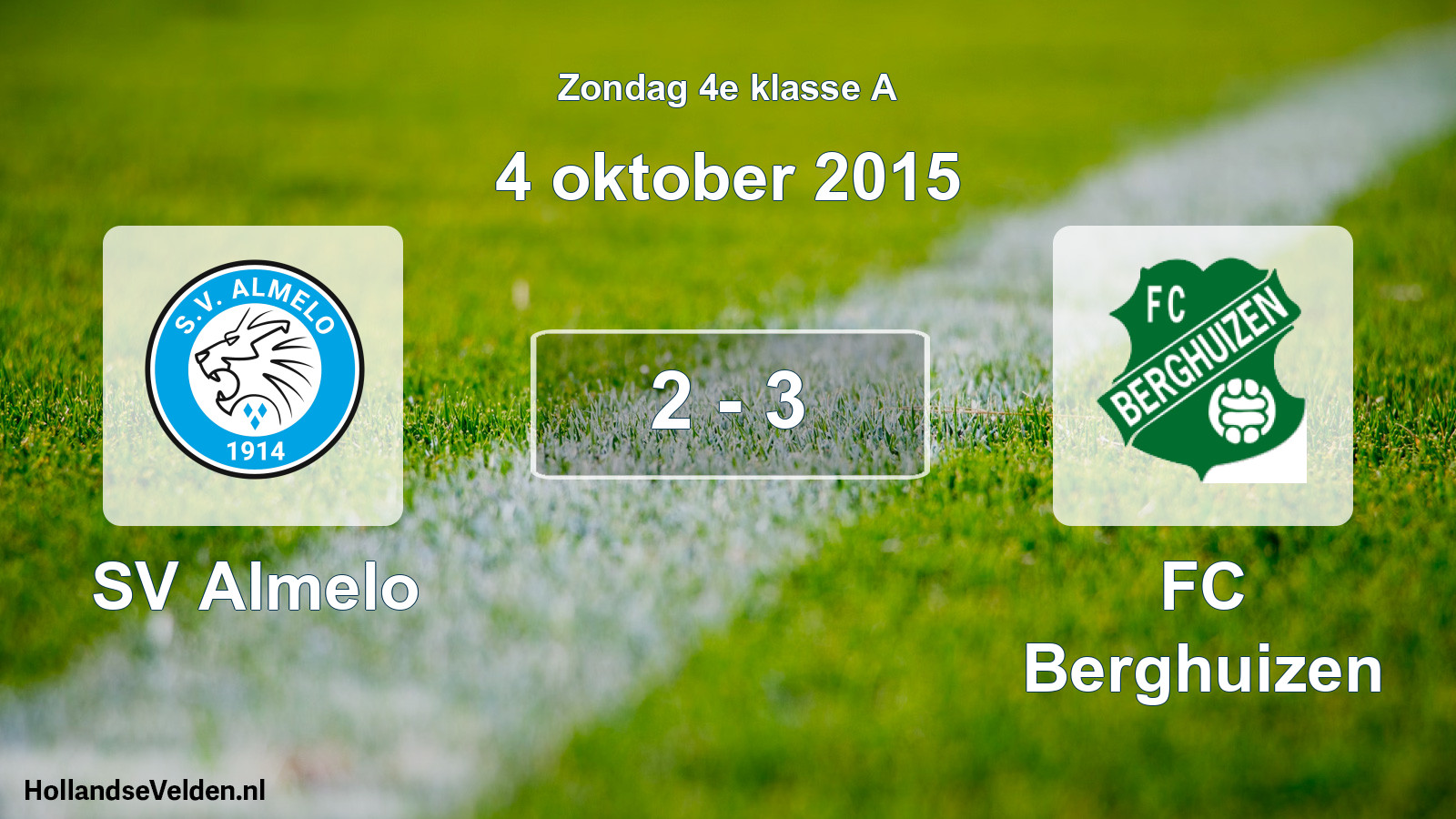 Total number of matches played: SV Almelo - FC Berghuizen 2 - 3 (4 October 2015)