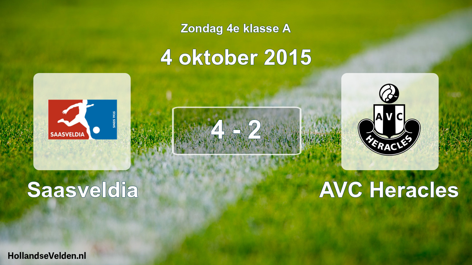 Total number of matches played: Saasveldia - AVC Heracles 4 - 2 (4 October 2015)