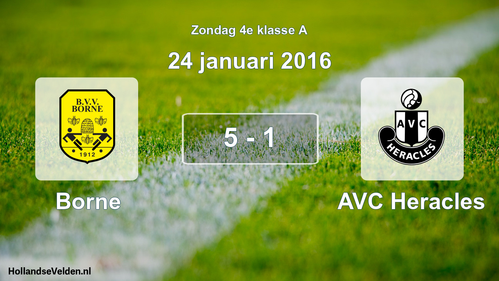 Total number of matches played: Borne - AVC Heracles 5 - 1 (24 January 2016)