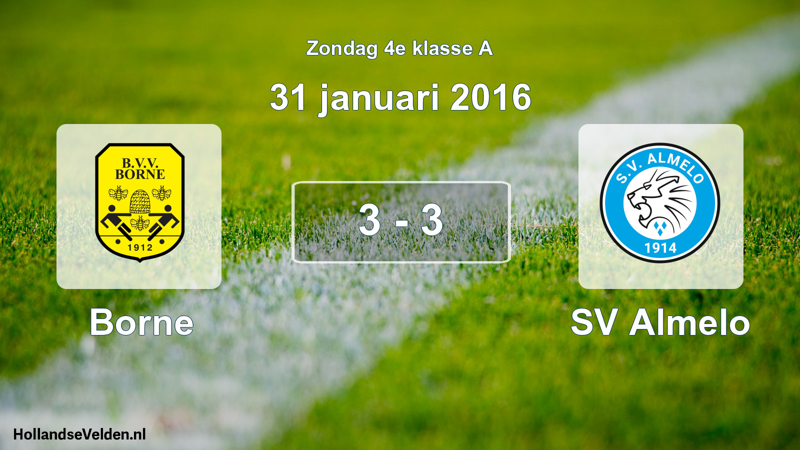 Total number of matches played: Borne - SV Almelo 3 - 3 (31 January 2016)