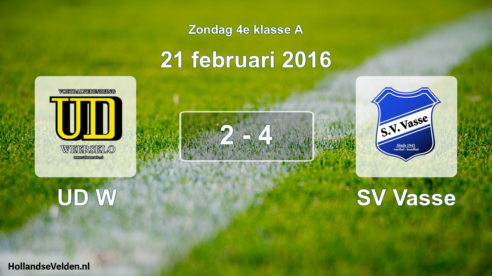 Total number of matches played: UD W - SV Vasse 2 - 4 (21 February 2016)