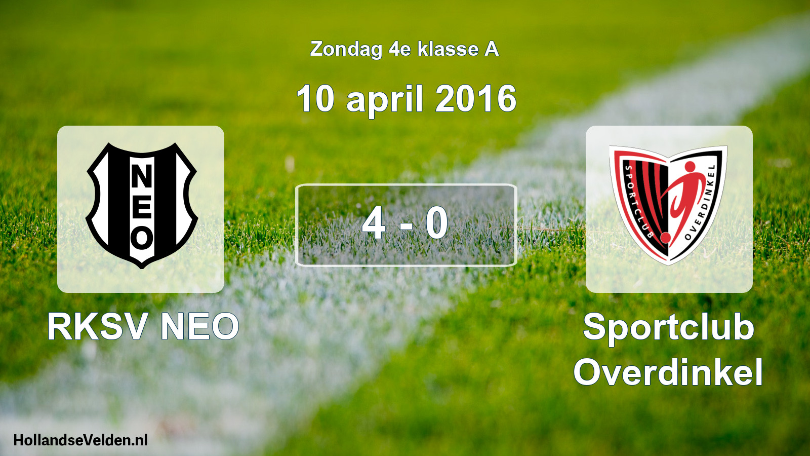 Total number of matches played: RKSV NEO - Sportclub Overdinkel 4 - 0 (10 April 2016)