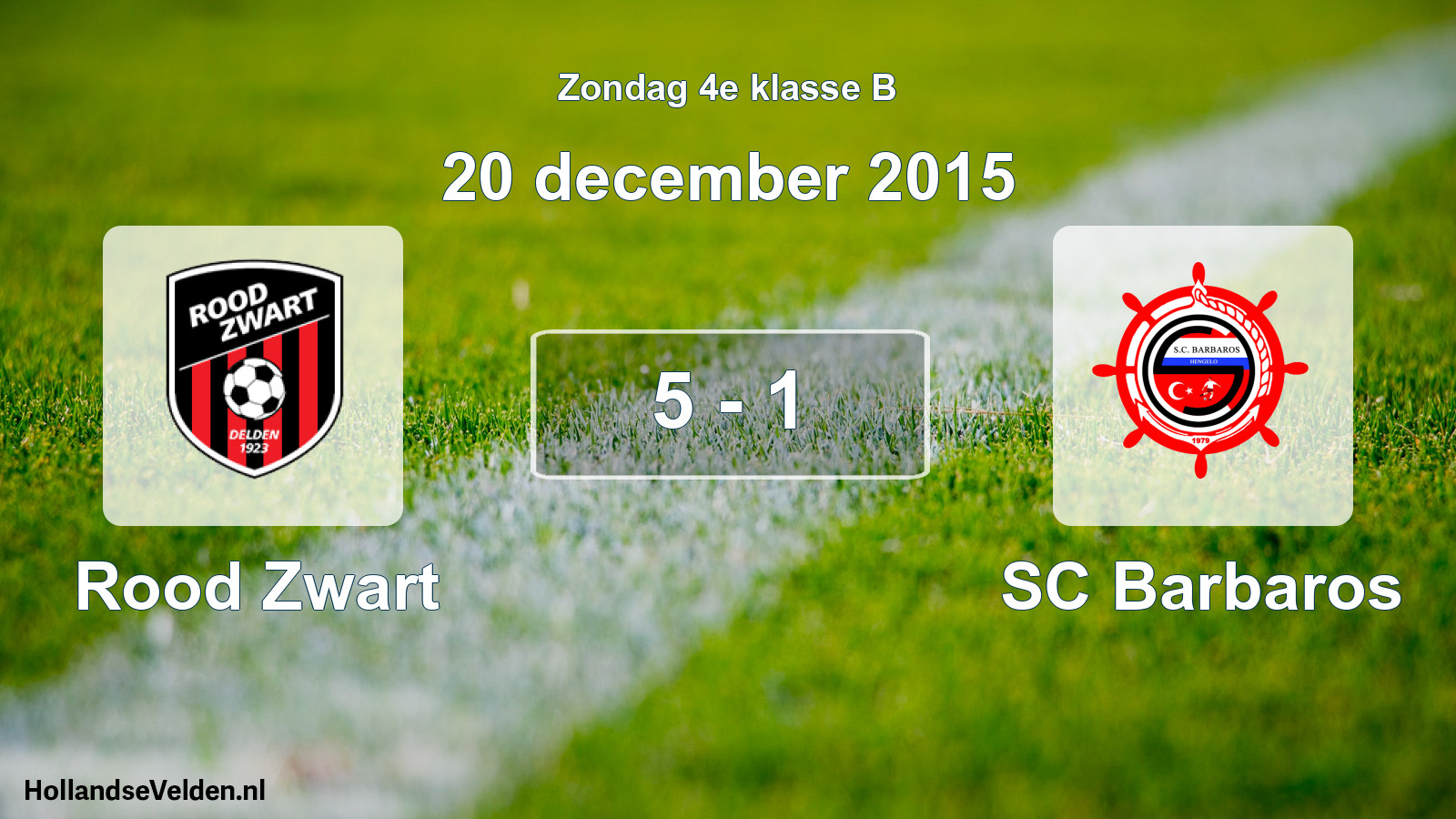 Total number of matches played: Rood Zwart - SC Barbaros 5 - 1 (20 December 2015)
