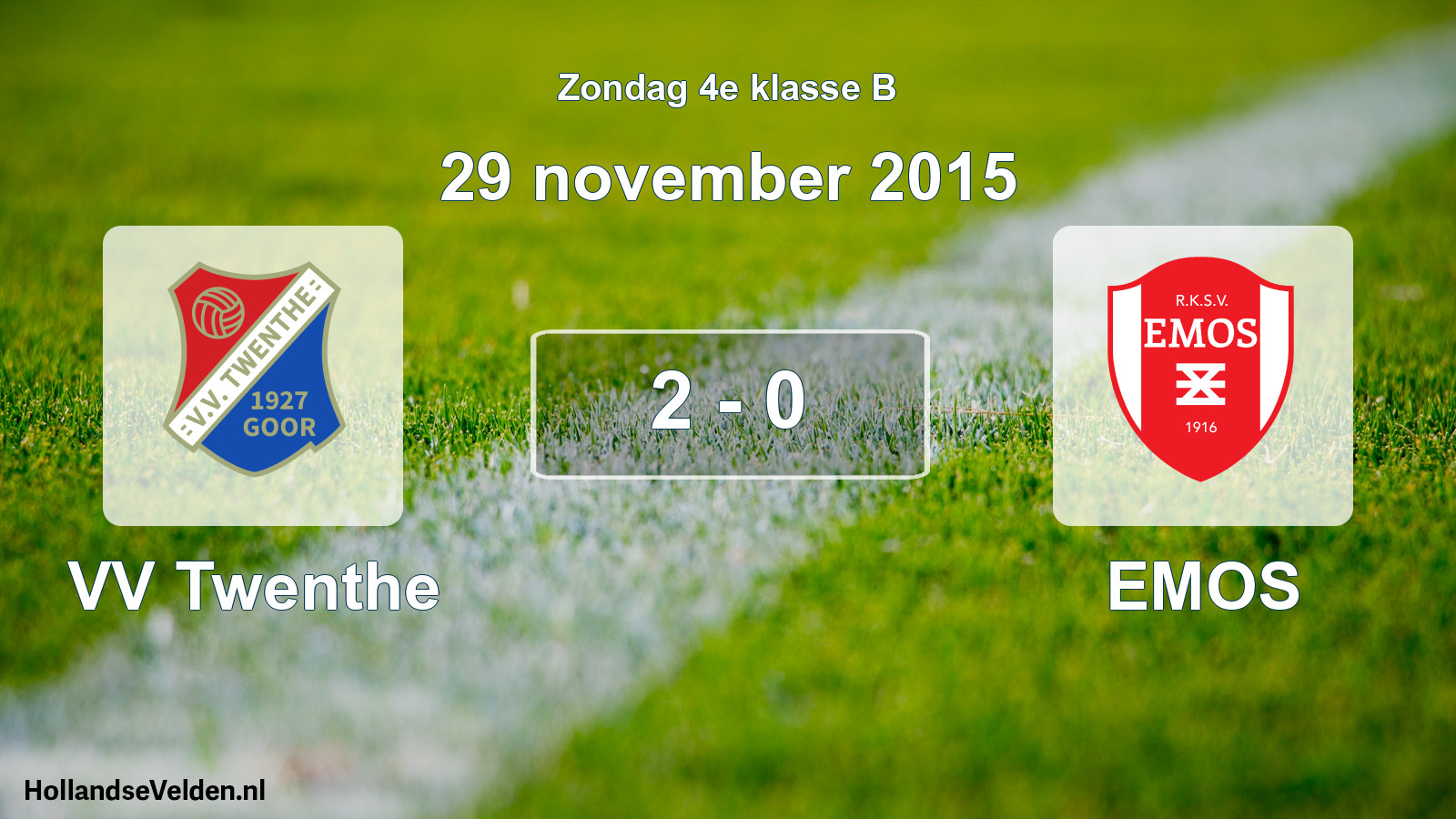 Total number of matches played: VV Twenthe - EMOS 2 - 0 (29 November 2015)