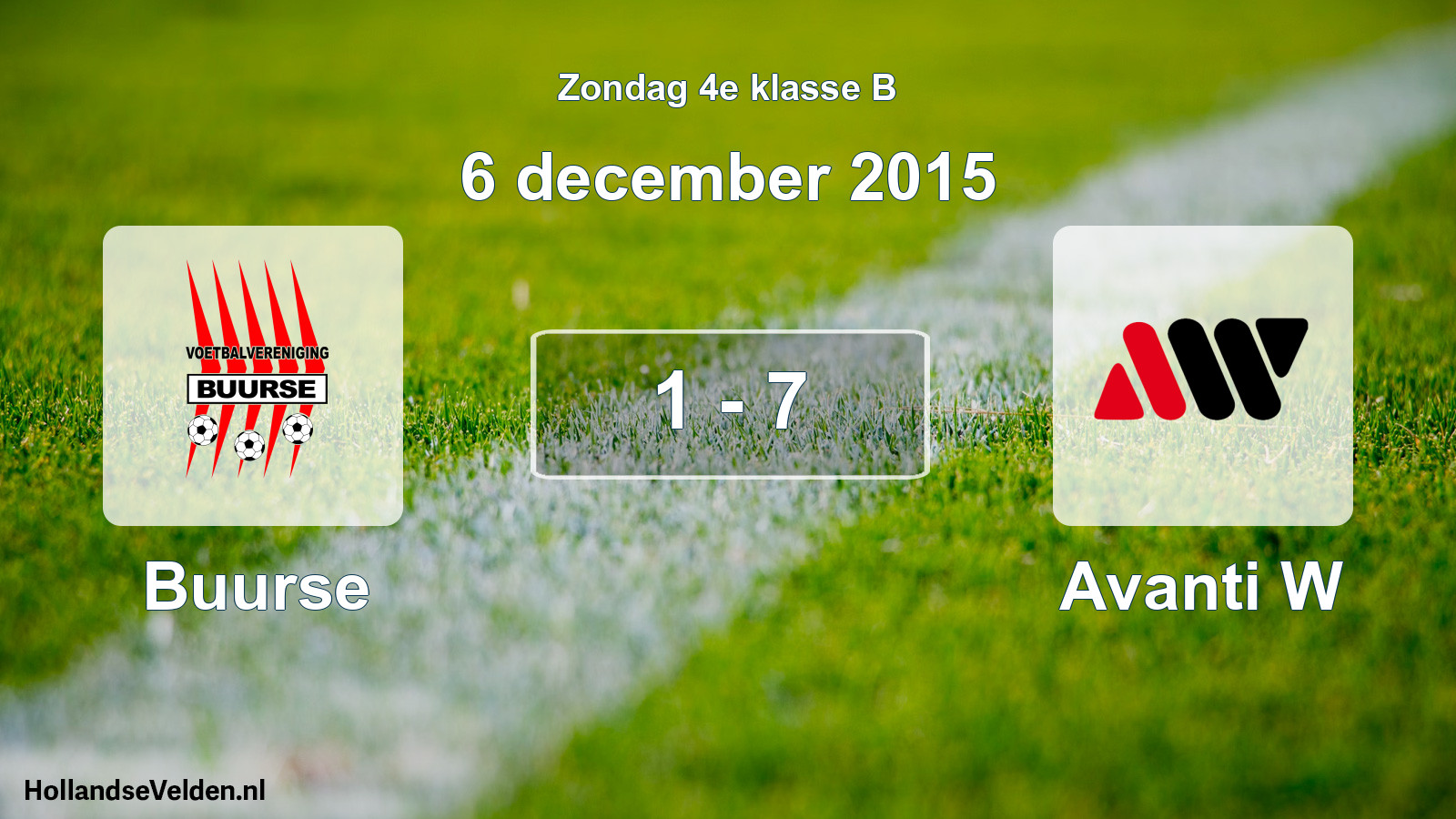 Total number of matches played: Buurse - Avanti W 1 - 7 (6 December 2015)