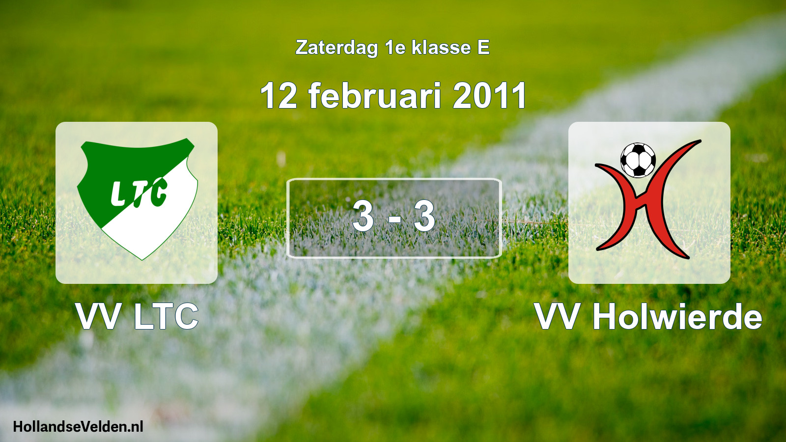Total number of matches played: VV LTC - VV Holwierde 3 - 3 (12 February 2011)