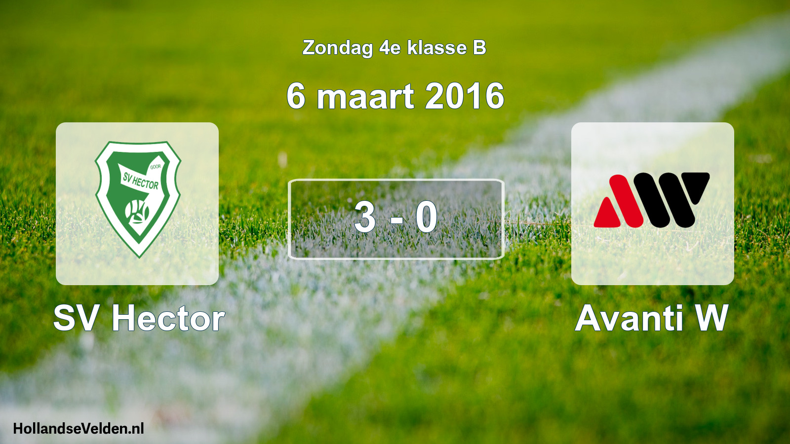 Total number of matches played: SV Hector - Avanti W 3 - 0 (6 March 2016)