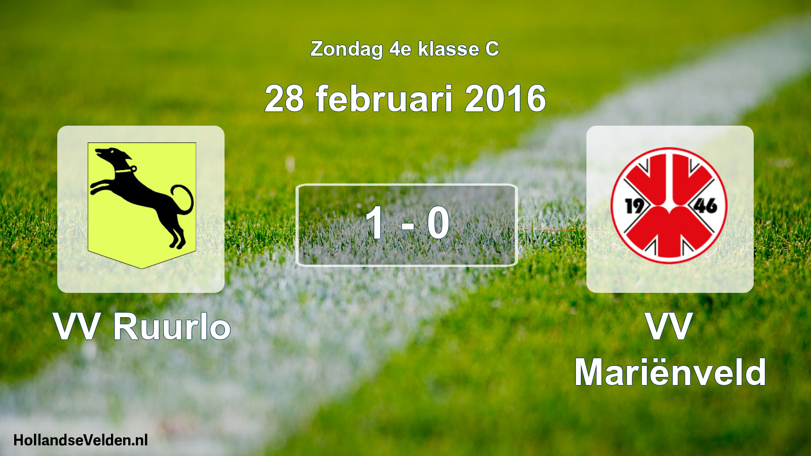 Total number of matches played: VV Ruurlo - VV Mariënveld 1 - 0 (28 February 2016)