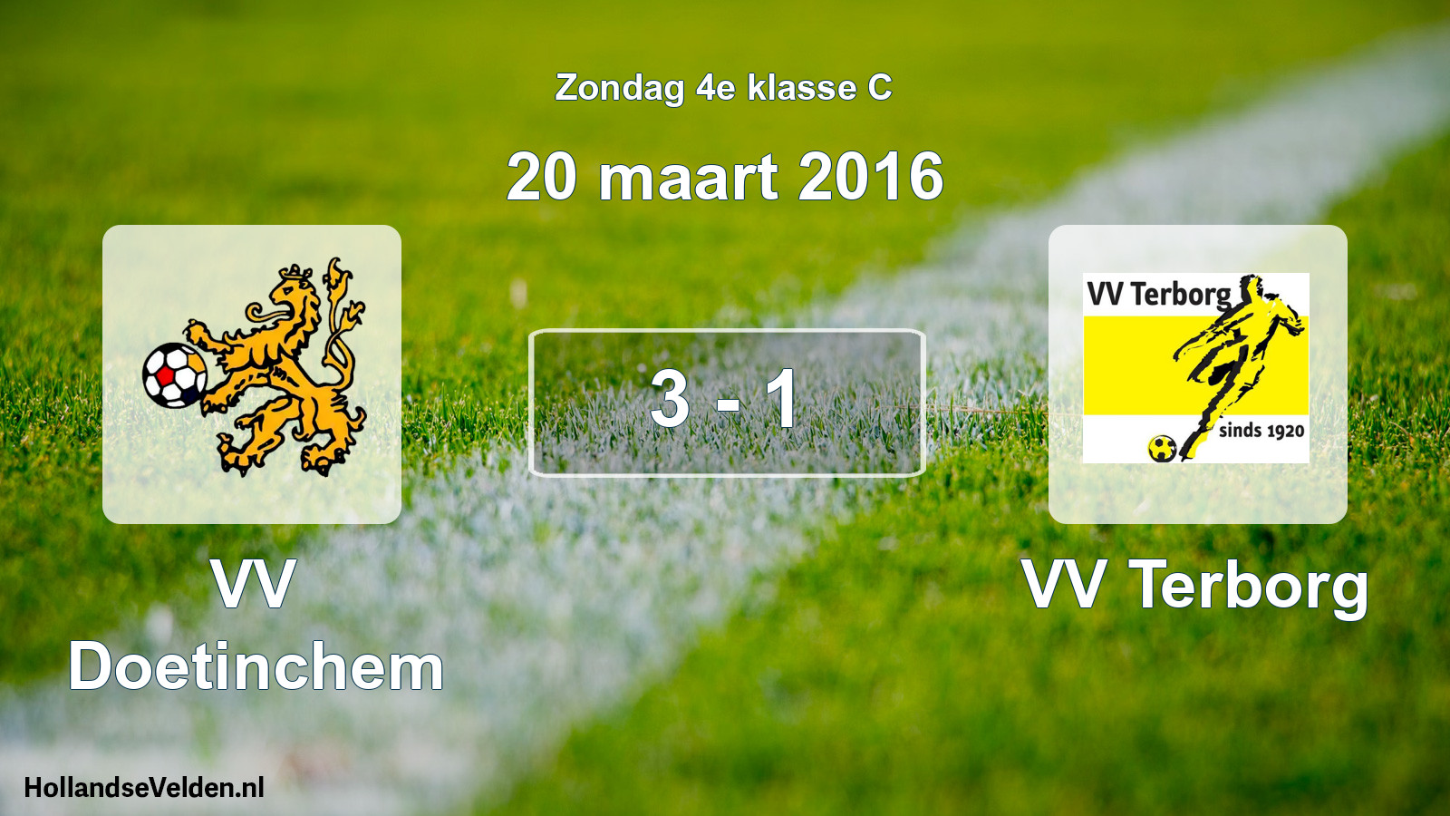 Total number of matches played: VV Doetinchem - VV Terborg 3 - 1 (20 March 2016)