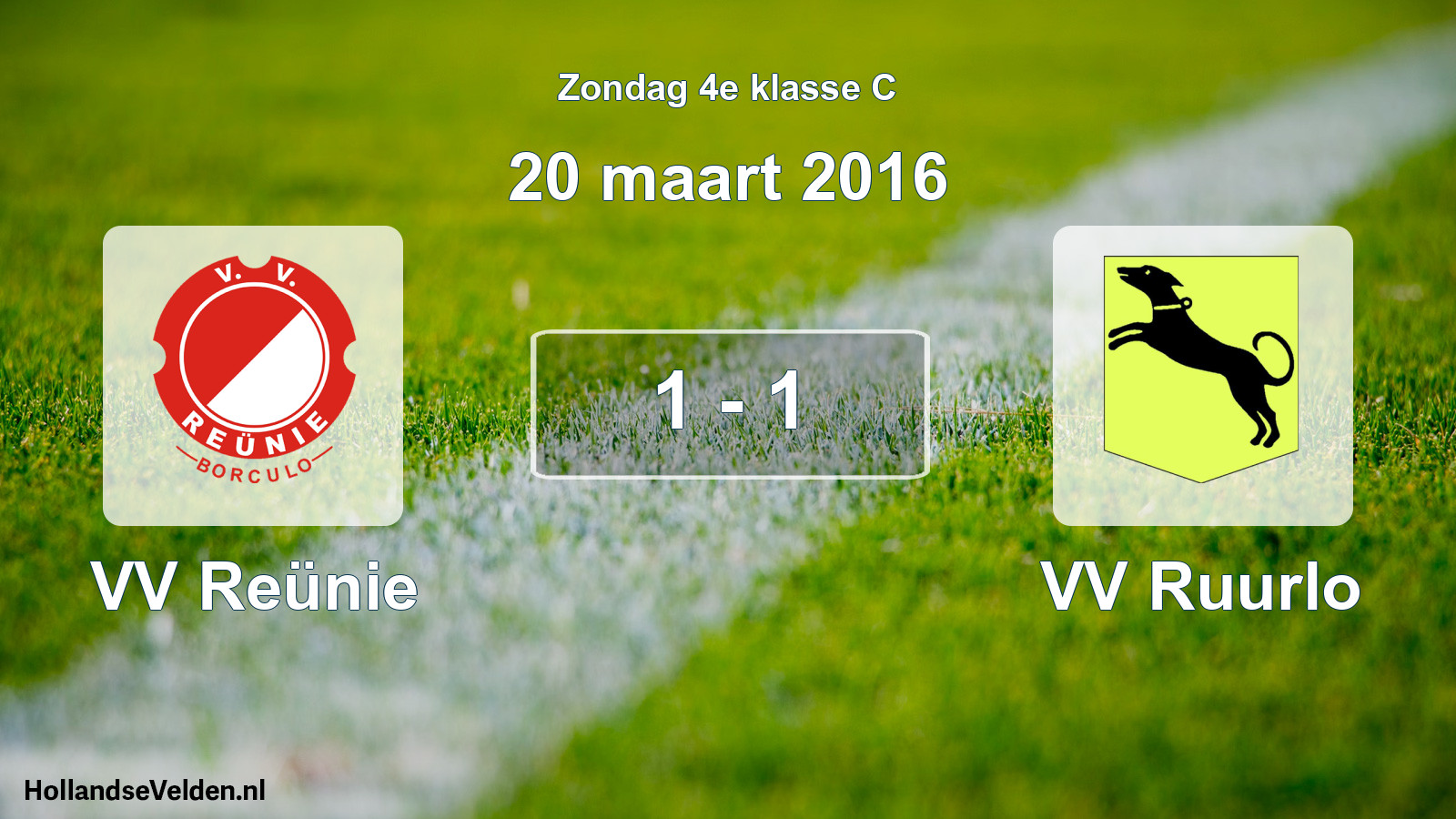 Total number of matches played: VV Reünie - VV Ruurlo 1 - 1 (20 March 2016)