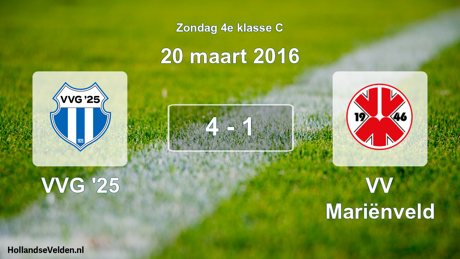 Total number of matches played: VVG '25 - VV Mariënveld 4 - 1 (20 March 2016)