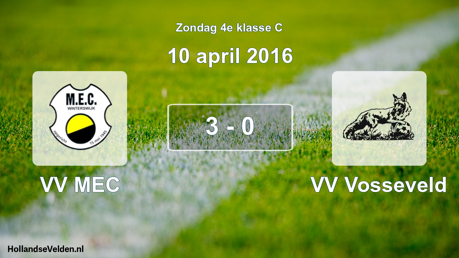 Total number of matches played: VV MEC - VV Vosseveld 3 - 0 (10 April 2016)