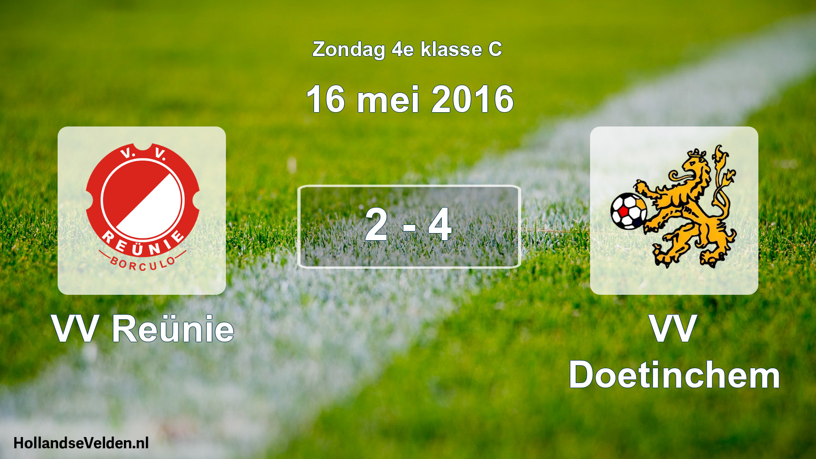 Total number of matches played: VV Reünie - VV Doetinchem 2 - 4 (16 May 2016)