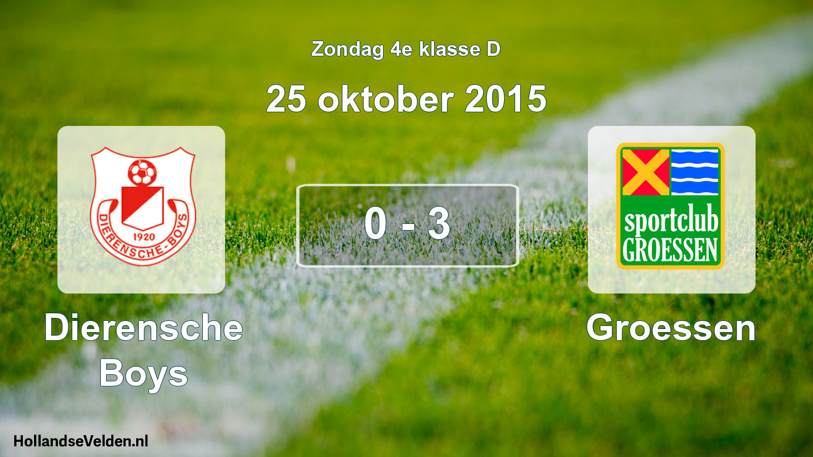 Total number of matches played: Dierensche Boys - Groessen 0 - 3 (25 October 2015)