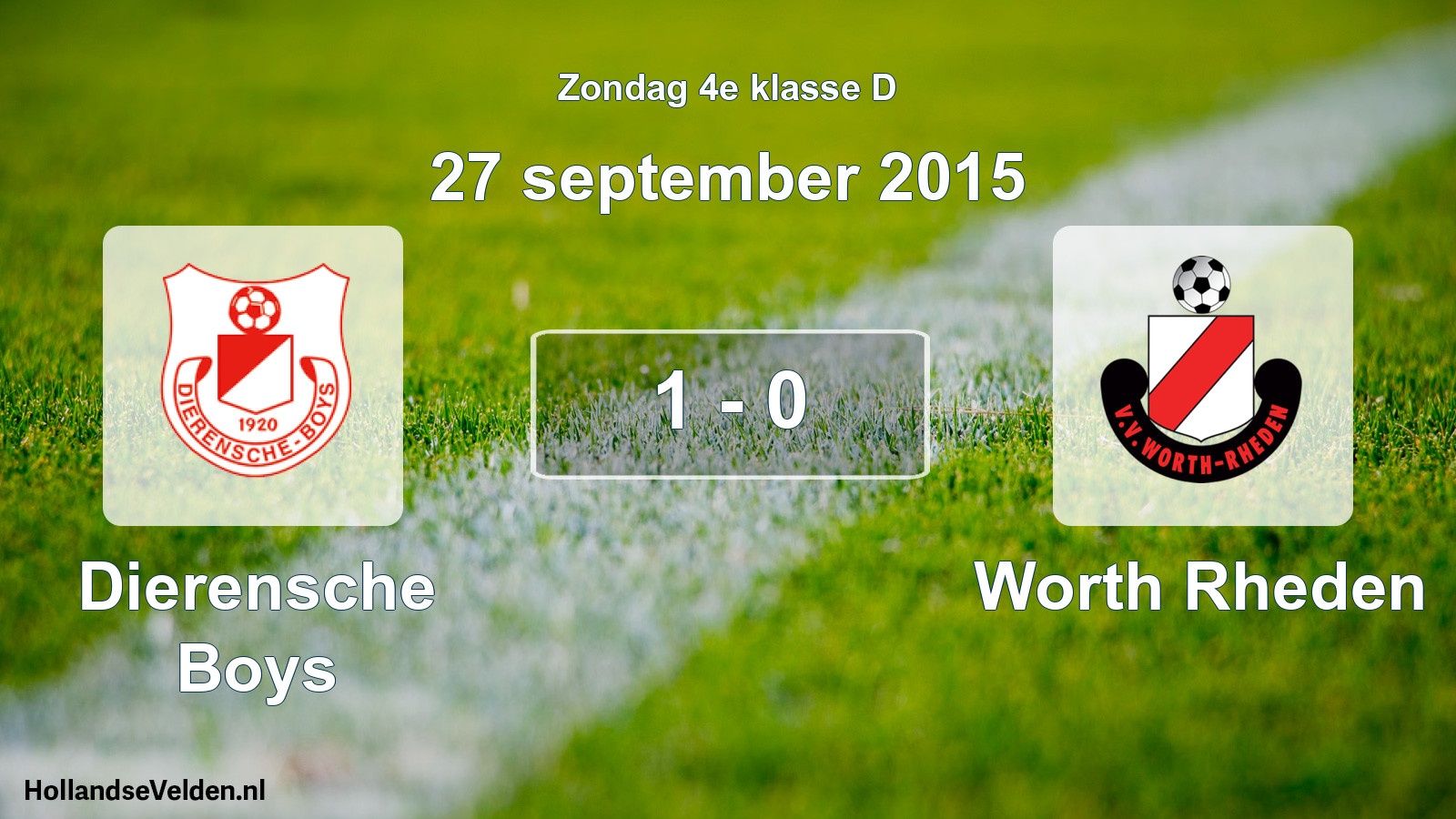 Total number of matches played: Dierensche Boys - Worth Rheden 1 - 0 (27 September 2015)