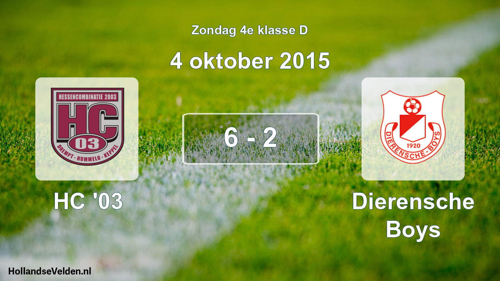 Total number of matches played: HC '03 - Dierensche Boys 6 - 2 (4 October 2015)