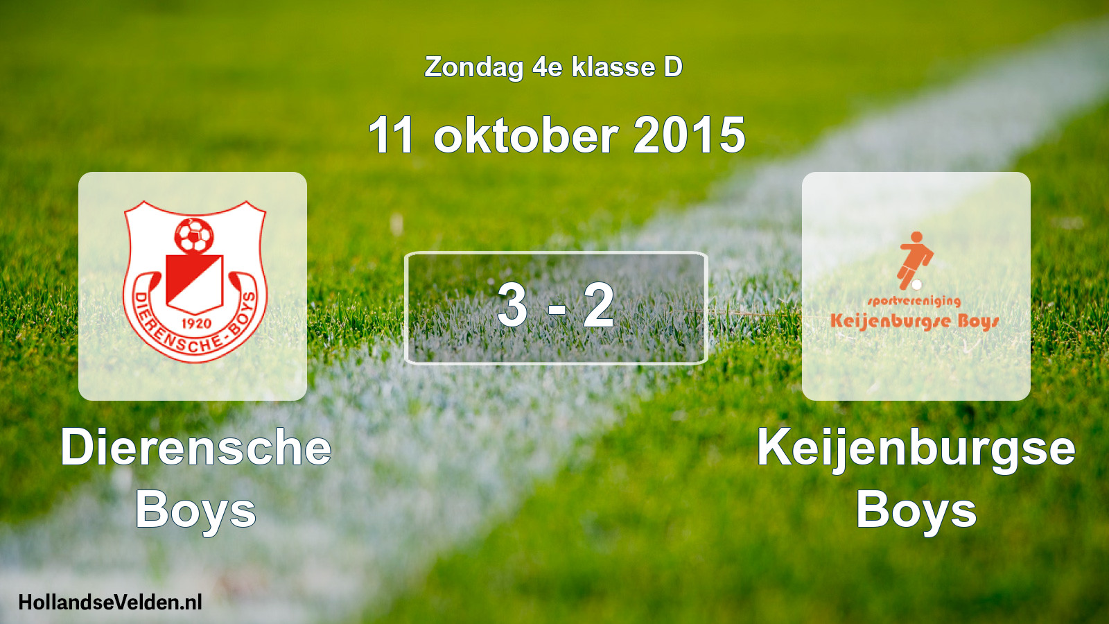 Total number of matches played: Dierensche Boys - Keijenburgse Boys 3 - 2 (11 October 2015)