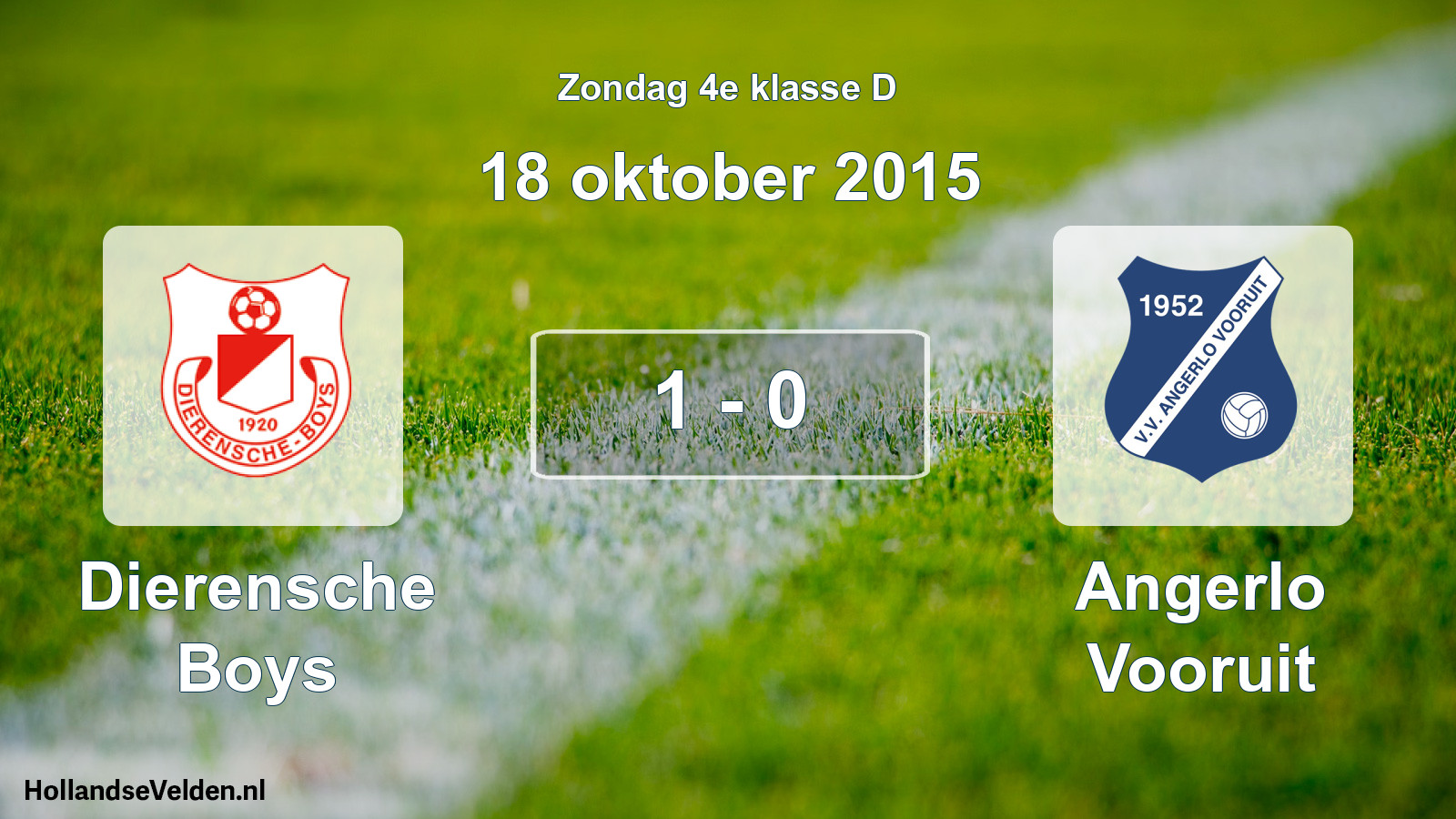 Total number of matches played: Dierensche Boys - Angerlo Vooruit 1 - 0 (18 October 2015)