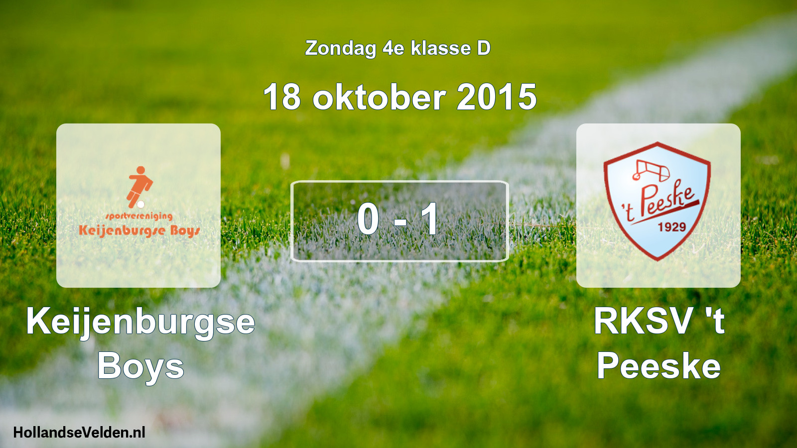Total number of matches played: Keijenburgse Boys - RKSV 't Peeske 0 - 1 (18 October 2015)