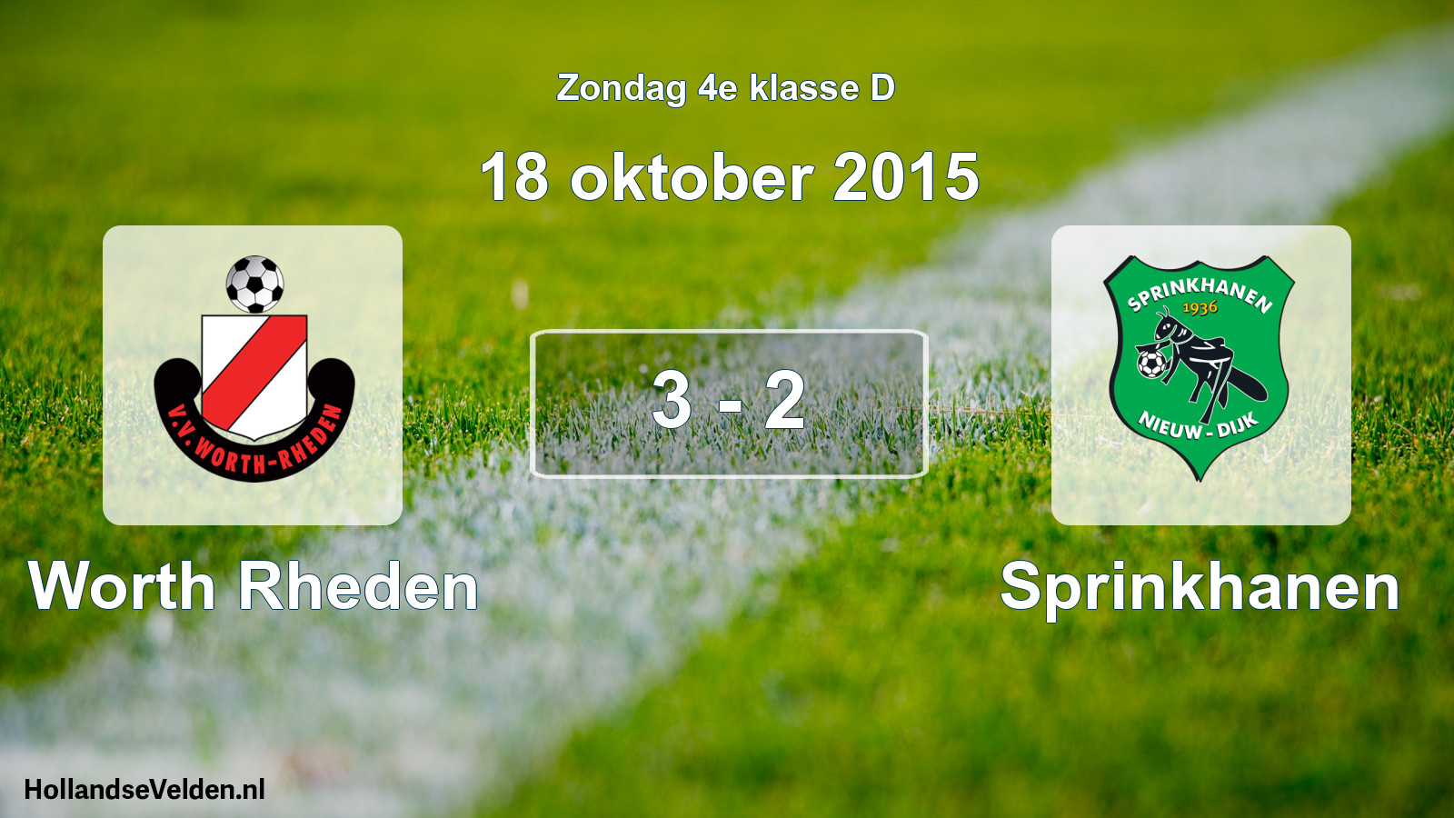 Total number of matches played: Worth Rheden - Sprinkhanen 3 - 2 (18 October 2015)