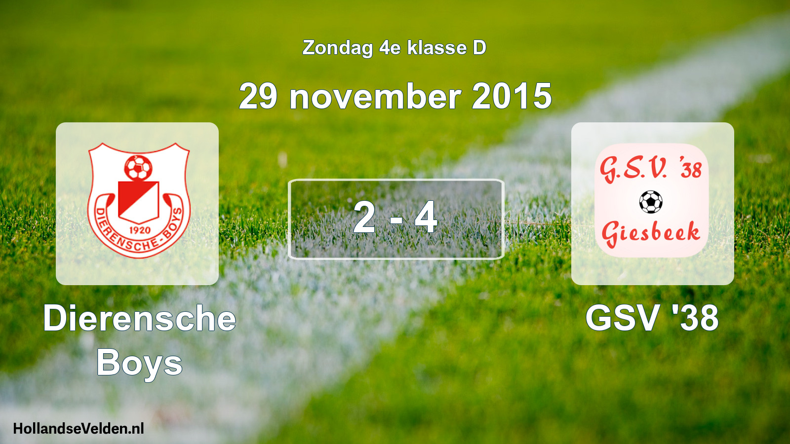 Total number of matches played: Dierensche Boys - GSV '38 2 - 4 (29 November 2015)