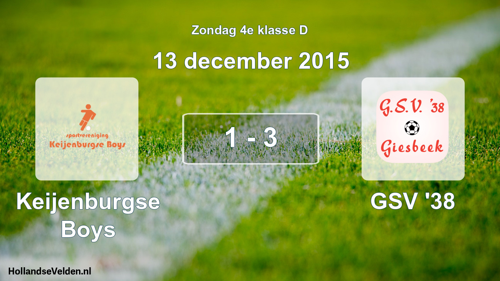 Total number of matches played: Keijenburgse Boys - GSV '38 1 - 3 (13 December 2015)