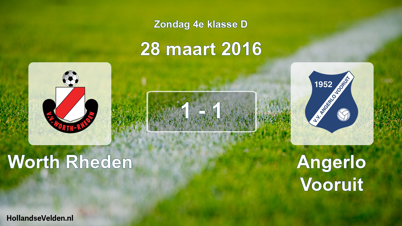 Total number of matches played: Worth Rheden - Angerlo Vooruit 1 - 1 (28 March 2016)