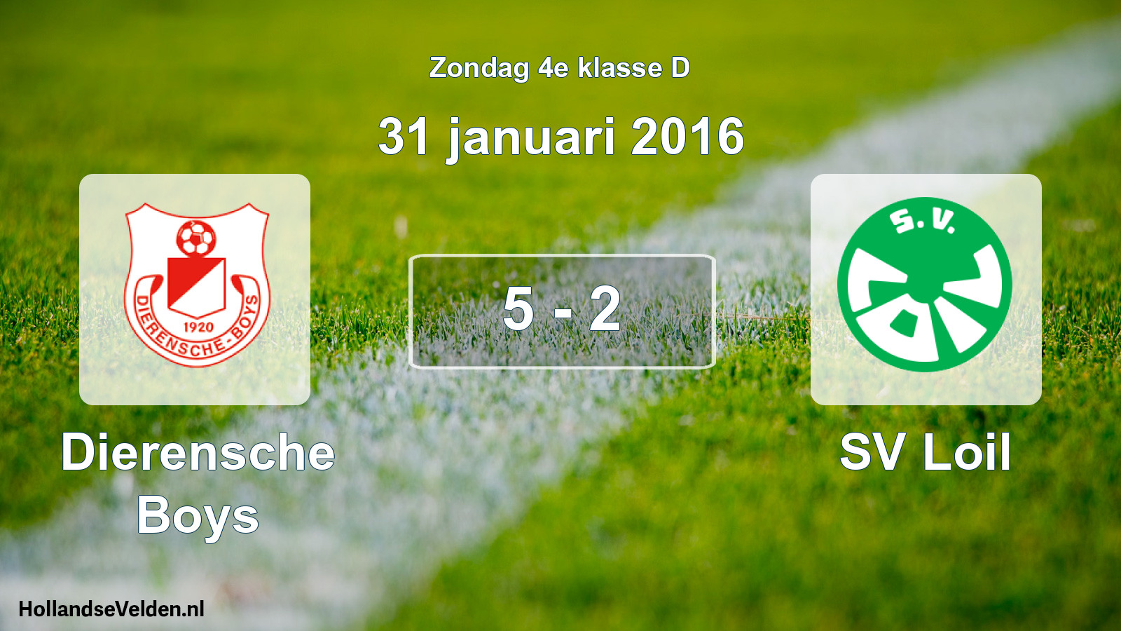 Total number of matches played: Dierensche Boys - SV Loil 5 - 2 (31 January 2016)