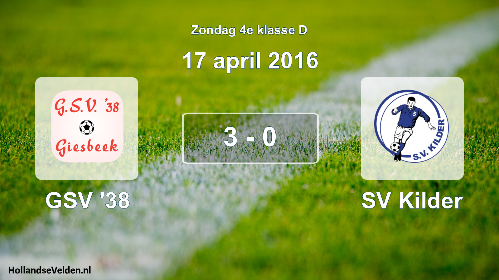 Total number of matches played: GSV '38 - SV Kilder 3 - 0 (17 April 2016)