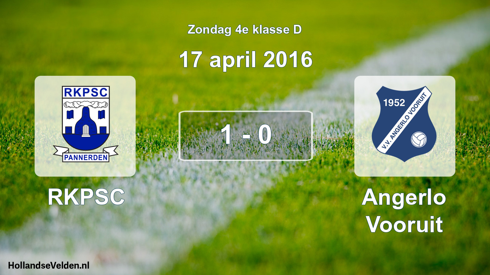 Total number of matches played: RKPSC - Angerlo Vooruit 1 - 0 (17 April 2016)