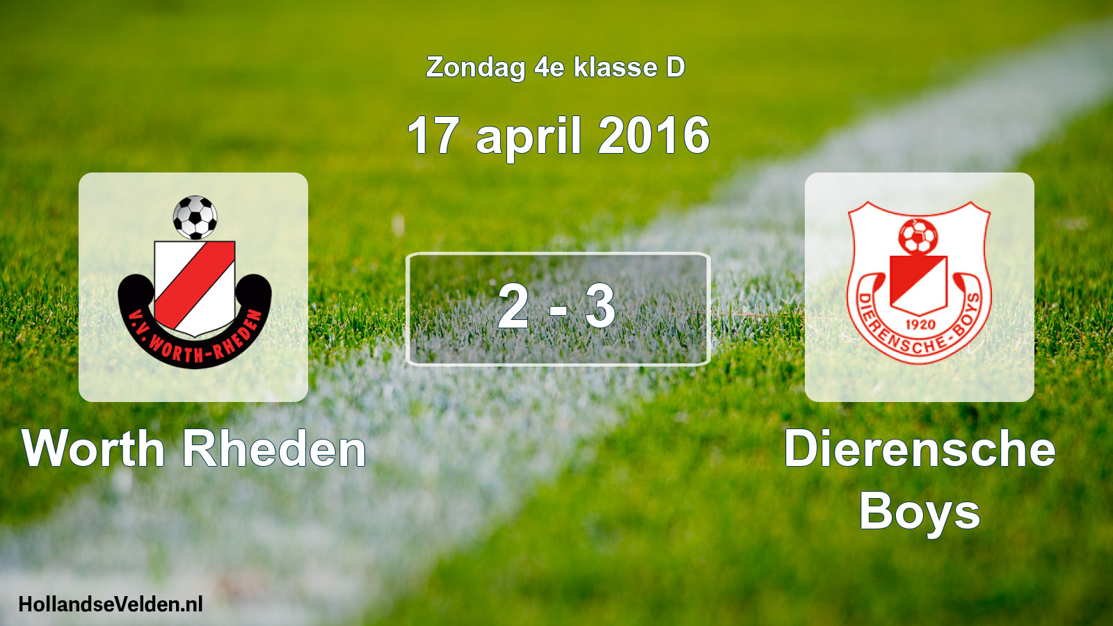 Total number of matches played: Worth Rheden - Dierensche Boys 2 - 3 (17 April 2016)
