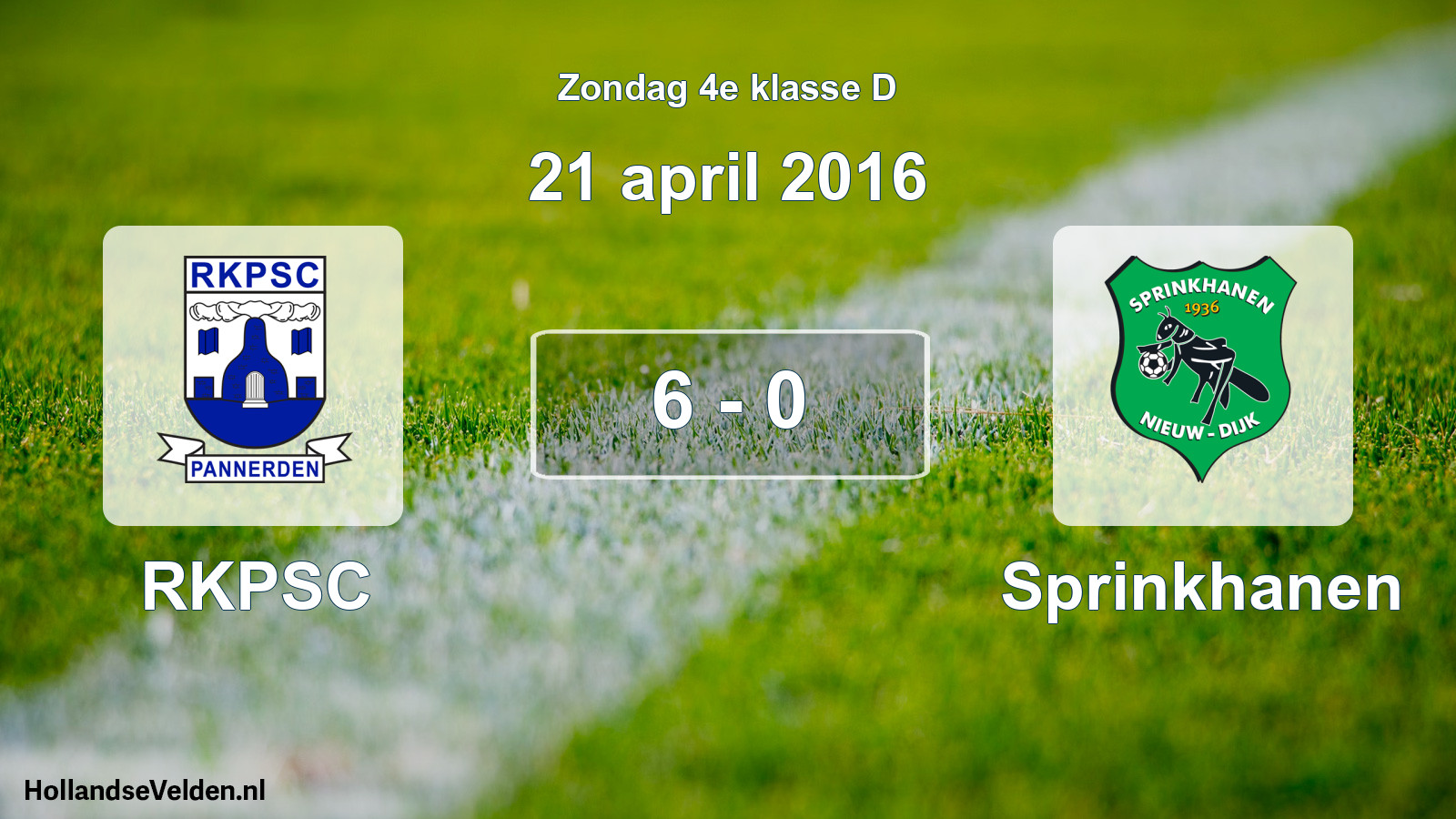 Total number of matches played: RKPSC - Sprinkhanen 6 - 0 (21 April 2016)