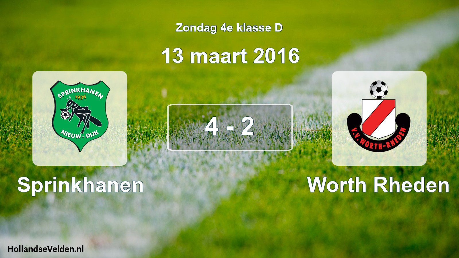 Total number of matches played: Sprinkhanen - Worth Rheden 4 - 2 (13 March 2016)