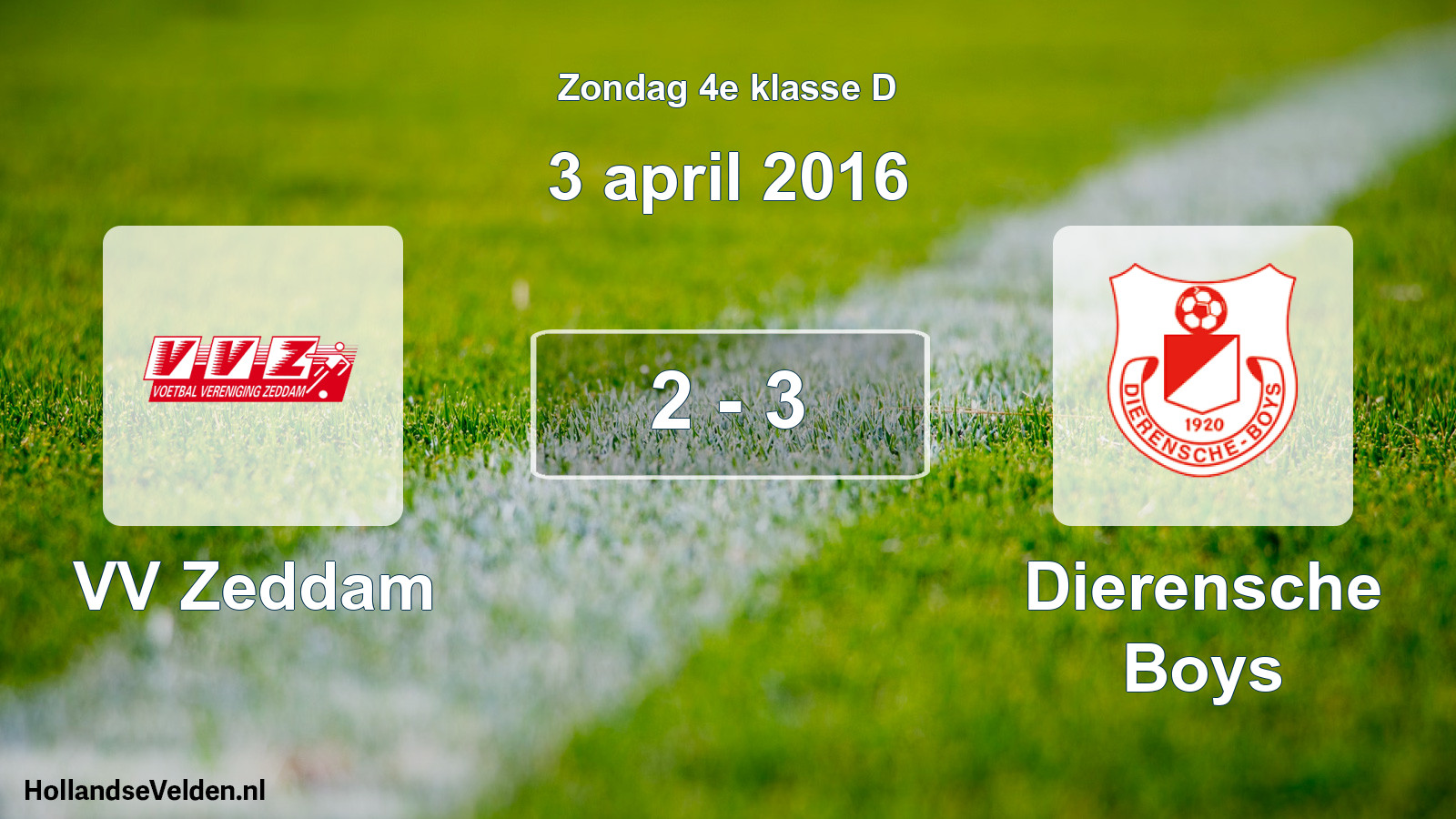 Total number of matches played: VV Zeddam - Dierensche Boys 2 - 3 (3 April 2016)