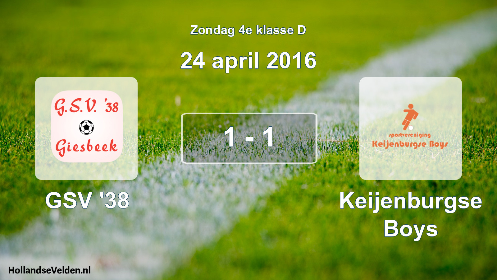 Total number of matches played: GSV '38 - Keijenburgse Boys 1 - 1 (24 April 2016)