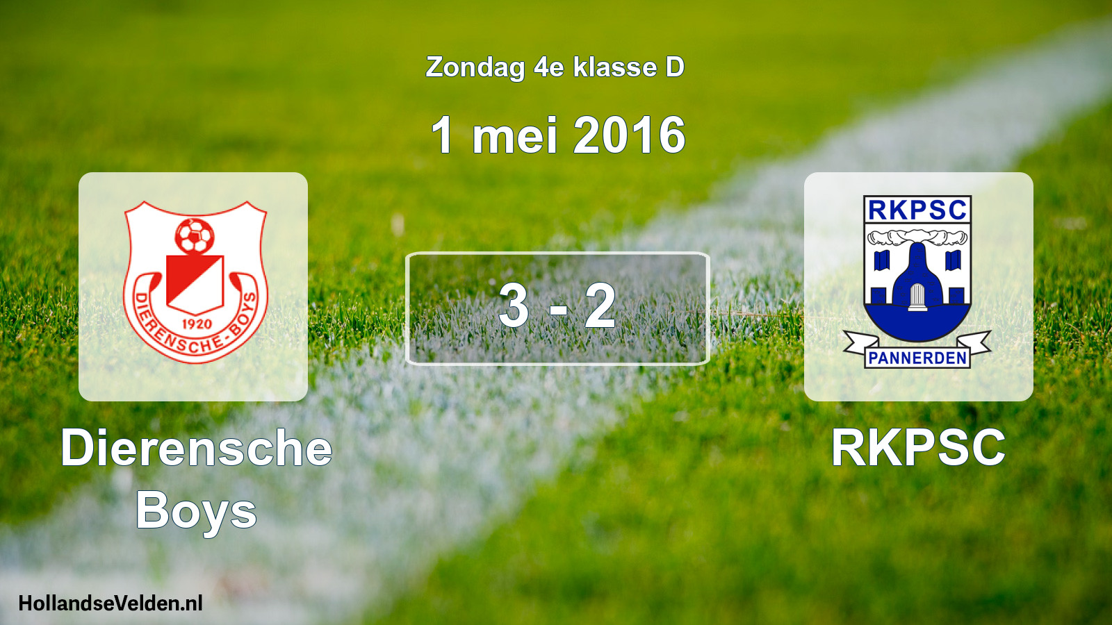 Total number of matches played: Dierensche Boys - RKPSC 3 - 2 (1 May 2016)