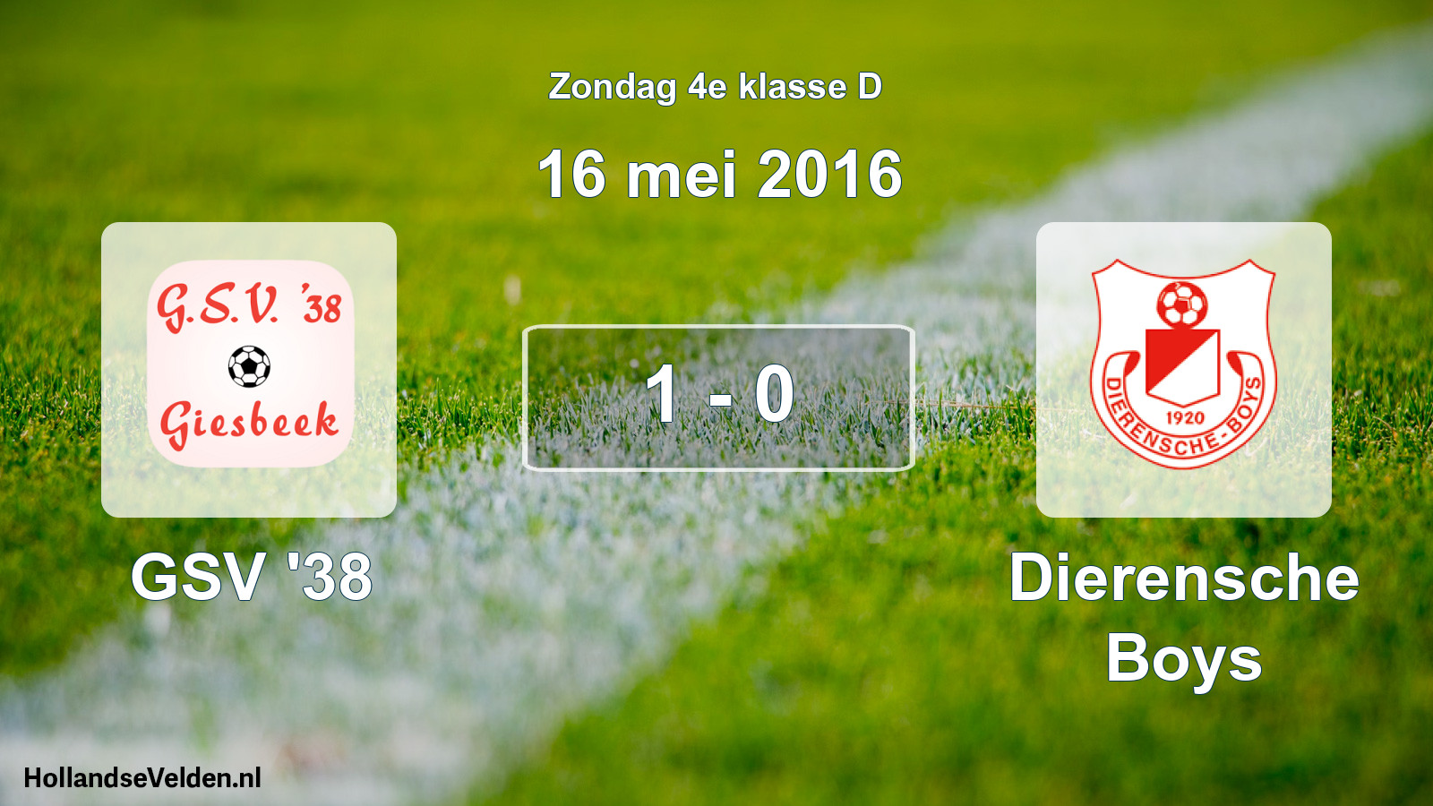 Total number of matches played: GSV '38 - Dierensche Boys 1 - 0 (16 May 2016)