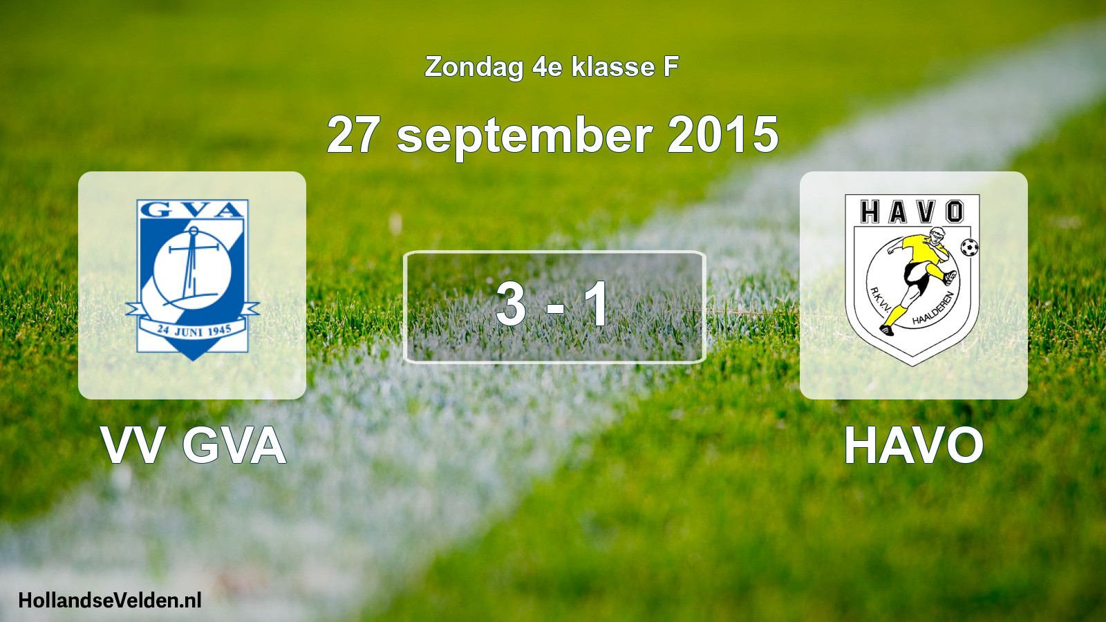 Total number of matches played: VV GVA - HAVO 3 - 1 (27 September 2015)
