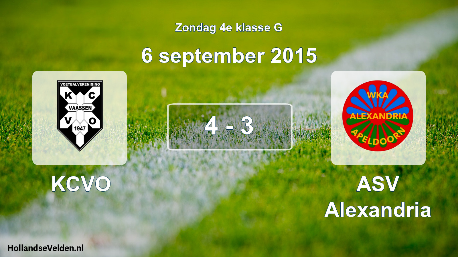 Total number of matches played: KCVO - ASV Alexandria 4 - 3 (6 September 2015)